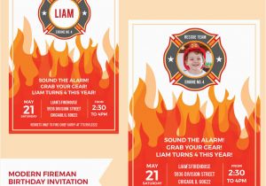 Fireman Birthday Invites Printable Fireman Birthday Party Invitation