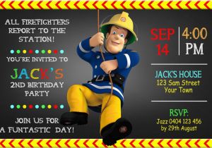 Fireman Sam Birthday Invitations Fireman Sam Chalkboard Invitation Invite Studioinvite Studio