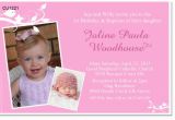 First Birthday and Christening Invitation Cu1221 Girls 1st Birthday and Christening Invitation
