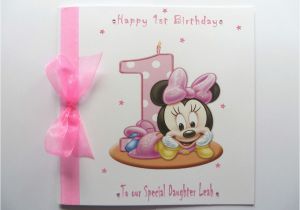 First Birthday Card Messages for Baby Girl Personalised Hand Made 8 Inch Square Baby Girl Minnie