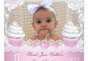 First Birthday Cards for Baby Girl First Birthday 1st Girl White Pink Cupcakes Baby 4 Card
