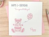 First Birthday Cards for Baby Girl Handmade Personalised Girls 1st Birthday Card Teddy Ebay