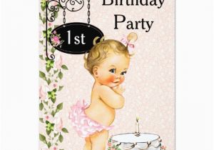 First Birthday Cards for Baby Girl Vintage Baby Girl Princess First Birthday Invite Zazzle Ca