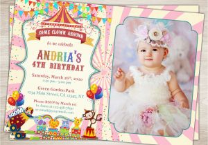 First Birthday Circus Invitations Girl Carnival 1st Birthday Invitation Carnival Photo