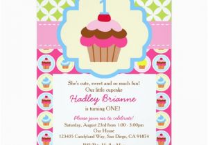 First Birthday Cupcake Invitations Bright Cupcake 1st Birthday Party Invitation Zazzle Com