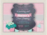 First Birthday Cupcake Invitations Girls 1st Birthday Invitation First Birthday Cupcake