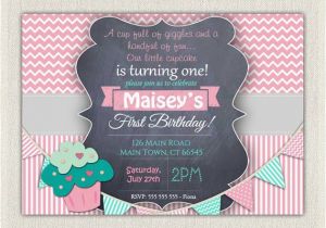 First Birthday Cupcake Invitations Girls 1st Birthday Invitation First Birthday Cupcake