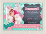 First Birthday Cupcake Invitations Girls 1st Birthday Invitation First Birthday Cupcake