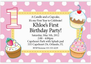 First Birthday Cupcake Invitations Wording for First Birthday Invitations Free Invitation