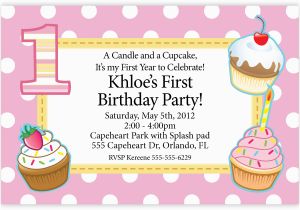 First Birthday Cupcake Invitations Wording for First Birthday Invitations Free Invitation