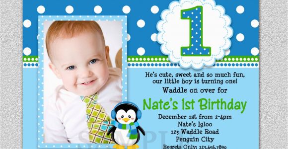 First Birthday Invitation Card Online Penguin Birthday Invitation Penguin 1st Birthday Party Invites