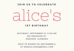 First Birthday Invitation Email 1st Birthday Invitation Templates Canva