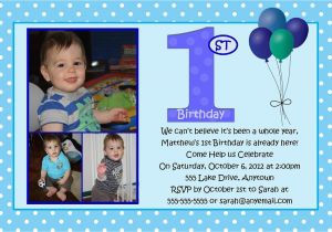 First Birthday Invitations Boy Wording First Birthday Blue Boy Birthday Invitation You Print