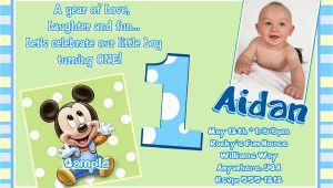 First Birthday Invitations Boy Wording Free Printable Mickey Mouse 1st Birthday Invitations