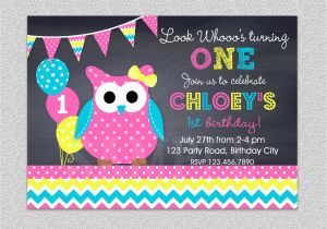 First Birthday Invitations Owl theme Owl Birthday Invitation Chevron Owl Birthday Party Invitation