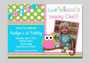 First Birthday Invitations Owl theme Owl Birthday Invitation Pink and Green Owl Birthday Party