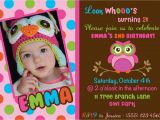 First Birthday Invitations Owl theme Owl Birthday Invitations Free