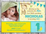 First Birthday Monkey Invitations Mod Monkey Birthday Invitation 1st Birthday Polka Dot