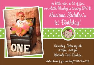 First Birthday Monkey Invitations Printable Birthday Invitations Girls Mod Monkey 1st Party