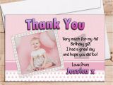 First Birthday Photo Thank You Cards 10 Personalised Girls 1st First Birthday Party Thank You