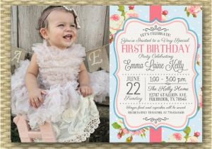 First Birthday Tea Party Invitations 1st Birthday Invitation Shabby Chic Tea Party Floral Roses