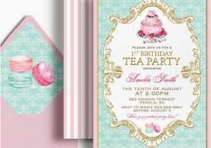 First Birthday Tea Party Invitations 1st Birthday Tea Party Invitation French Tea for Two Birthday