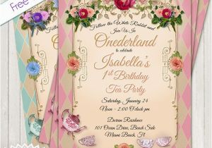 First Birthday Tea Party Invitations Onederland Tea Party Birthday Invitation 1st Birthday Tea