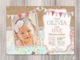 First Birthday Tea Party Invitations Shabby Chic Birthday Invitation Girl First Birthday