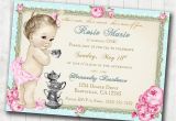 First Birthday Tea Party Invitations Tea Party 1st Birthday Invitation for Girl Shabby Chic