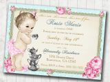 First Birthday Tea Party Invitations Tea Party 1st Birthday Invitation for Girl Shabby Chic