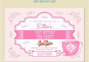 First Birthday Tea Party Invitations Tea Party Birthday Invitation Girls Pink First Birthday