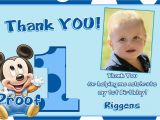 First Birthday Thank You Card Messages Mickey Mouse 1st Birthday Thank You Cards