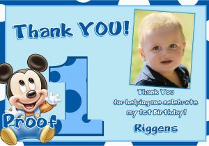 First Birthday Thank You Card Messages Mickey Mouse 1st Birthday Thank You Cards
