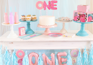 First Year Birthday Decorations Donut themed First Birthday Party Idea