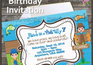 Fish themed Birthday Party Invitations Personalized Fishing themed Birthday Invitation Printable