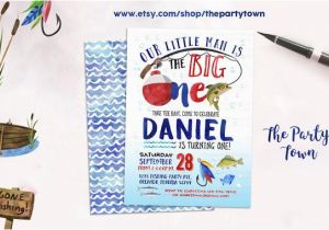 Fishing 1st Birthday Invitations Big One Fishing Invitation Fishing First Birthday Invite 1st