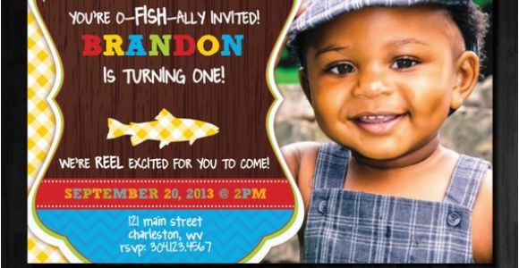 Fishing 1st Birthday Invitations Fishing Birthday Invitation First Birthday by Abbyreesedesign