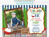 Fishing 1st Birthday Invitations Printable Fishing Birthday Invitation 1st Birthday