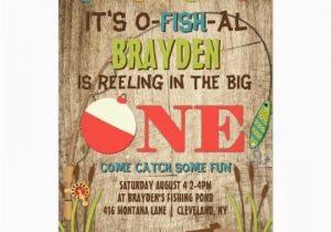 Fishing 1st Birthday Invitations the Big One Fishing theme Boys First Birthday Card