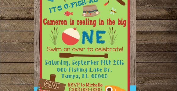 Fishing First Birthday Invitations Fishing Invite Fishing Invitation First Birthday Fishing