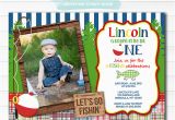 Fishing First Birthday Invitations Printable Fishing Birthday Invitation 1st Birthday