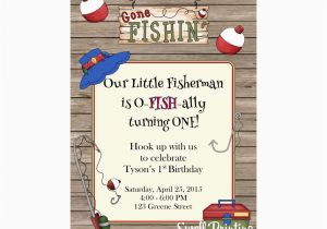 Fishing themed Birthday Party Invitations Fishing Invitation Gone Fishing Birthday Party Invitation