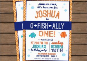 Fishing themed Birthday Party Invitations O Fish Ally One Birthday Party Invitation Fish Birthday