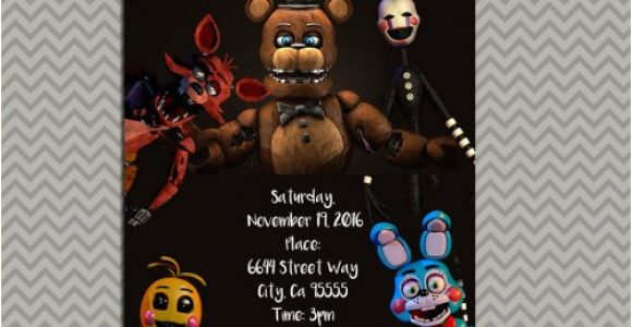 Five Nights at Freddy S Birthday Invitations Five Nights at Freddy 39 S Party Personalized Party