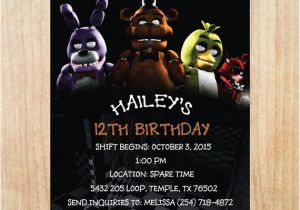 Five Nights at Freddy S Birthday Party Invitations Printable Five Nights at Freddy 39 S Invitation Five Nights