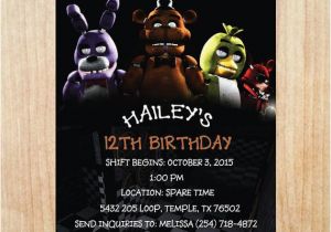 Five Nights at Freddy S Printable Birthday Invitations Printable Five Nights at Freddy 39 S Invitation Five Nights