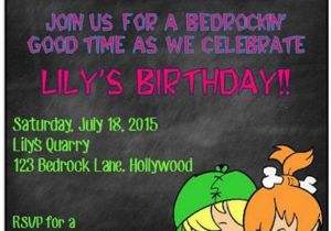 Flintstones Birthday Invitations Flintstones Pebbles Birthday Invite by Grinandgiggles On Etsy
