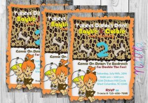 Flintstones Birthday Invitations Flintstones Twin Birthday Invitation Flintstones Pebbles