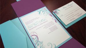 Folded Birthday Invitations Purple Tiffany Blue Birthday Invitation Gate Fold