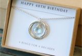 Fortieth Birthday Gifts for Her 40th Birthday Gift for Her December Birthstone Necklace Blue